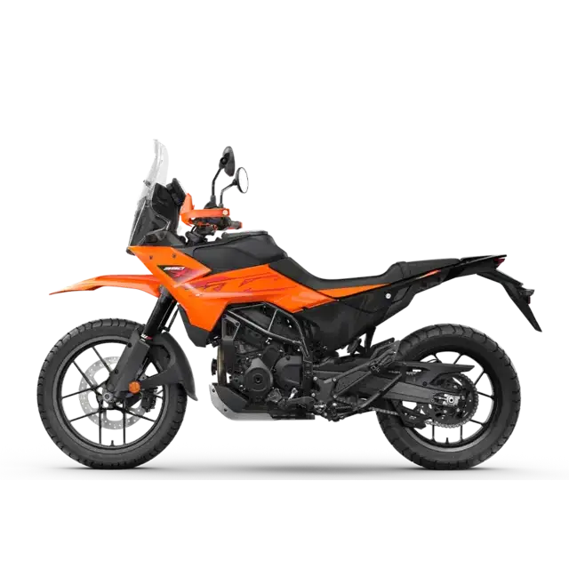 KTM 390 Adventure X 2025 orange og svart enduro motocross med KTM-logo