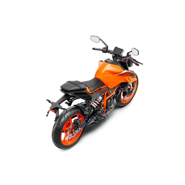 KTM 390 Duke 2025 med oransje og svart design