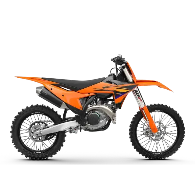 KTM 450 EXC-F 2026 oransje enduro-motorsykkel med svarte aksenter og sølvkomponenter