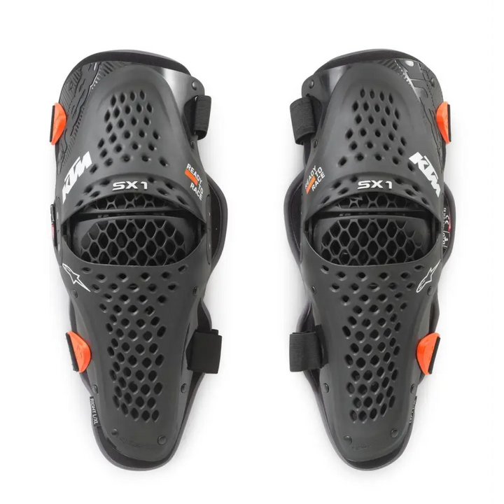 KTM ALPINESTARS SX-1 V2 black knee pads for protection and comfort in sports activities