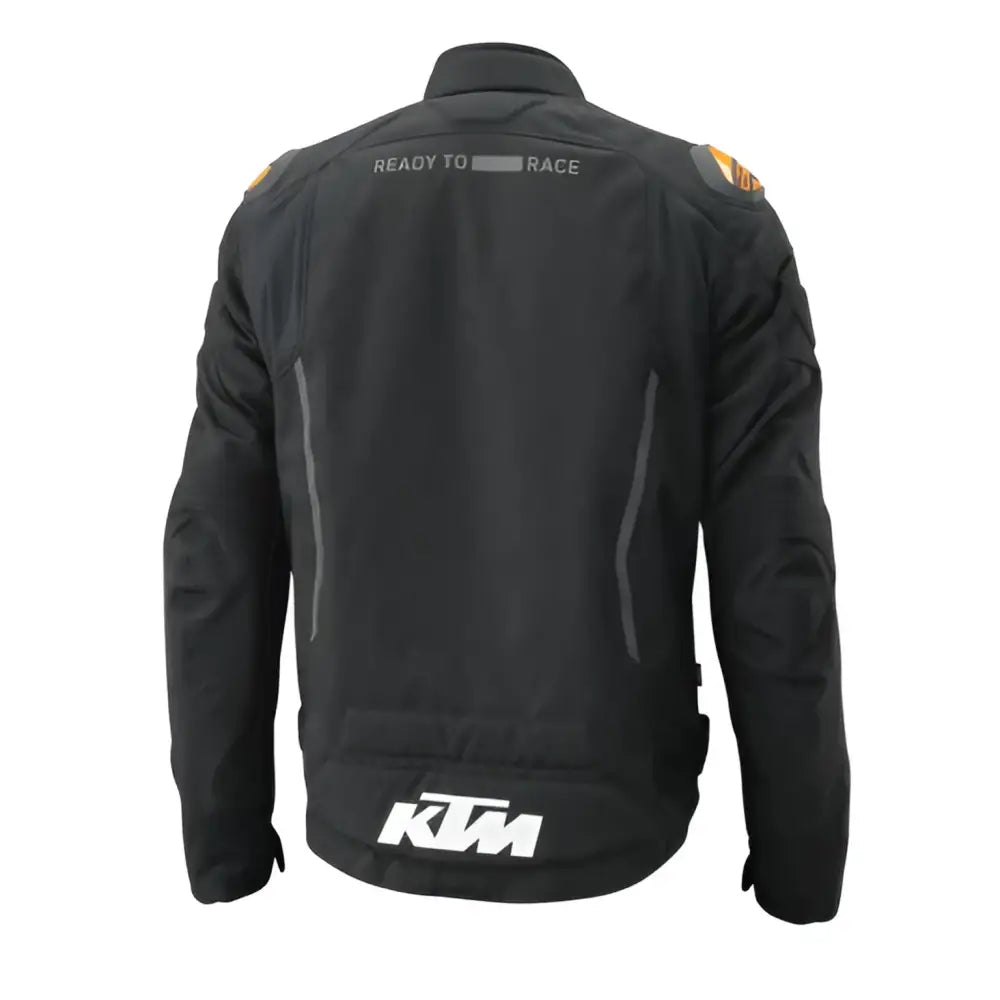 Svart motorsykkeljakke med KTM-logo og Ready to Race, Ampere WP Jakke med ekstra DFS Lite-Glide beskyttelse