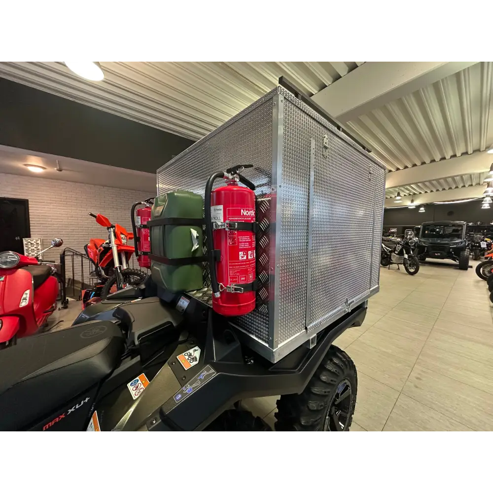 Metallcargo boks på ATV med brannslukker, Aluminiumskasse til Can-Am Outlander 650/1000ccm 6x6