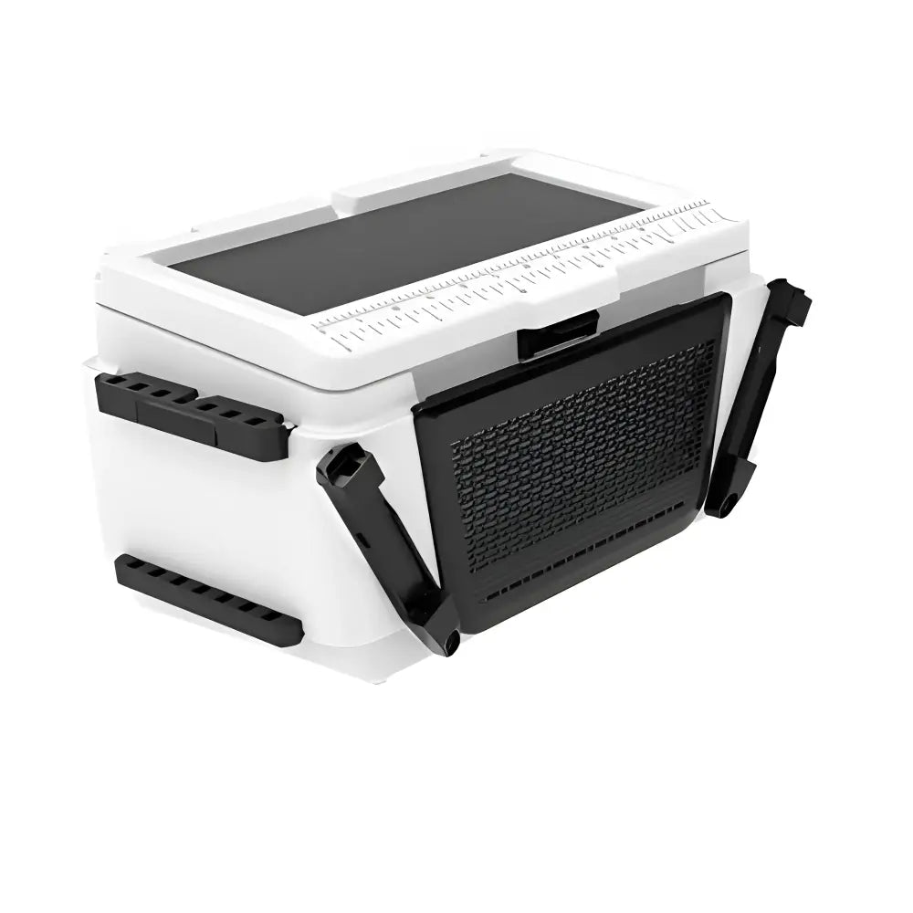 LinQ 51-liters kjøleboks i hvit og svart med teksturert lokk og slitesterk plast