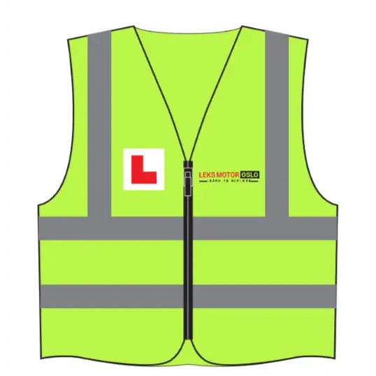 Høy kvalitet Refleksvest fra LEKS Motor med refleksstriper og kjøre-elev logo