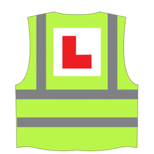 Høy kvalitet Refleksvest fra LEKS Motor med rød L-symbol for øvelseskjøring