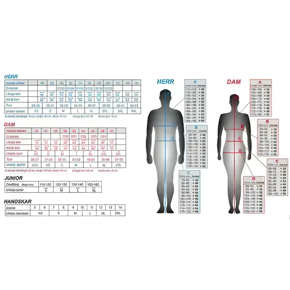 Size chart for Lindstrands Greip MC Hansker med Hi-Art® Forsterkning med målinger