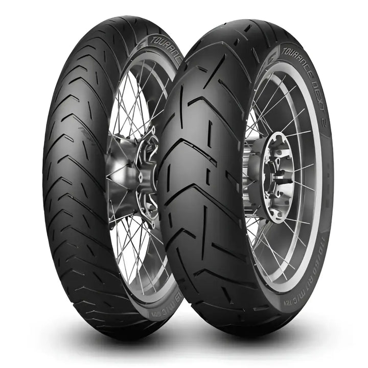 Metzeler Tourance Next 2 dekksett med sorte Dunlop Tourance-dekk og sølv felger