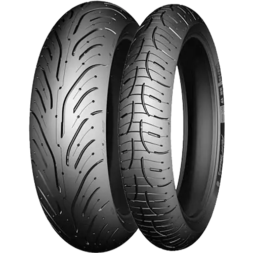 Svarte Michelin Pilot Road-dekk med intrikate mønstre og slitesterkt gummi