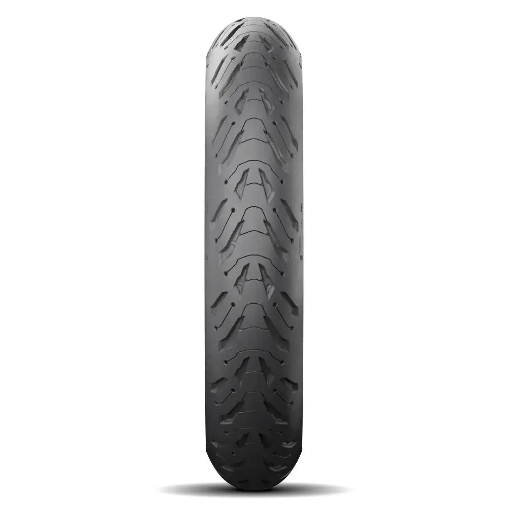 Svart gummidekk Michelin Road 6 med variert mønster for motorsykkel i variert vær