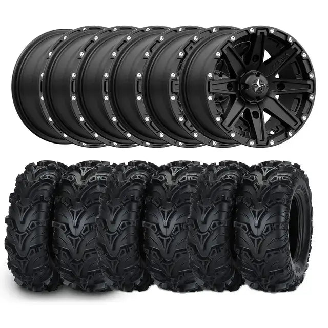 Hjulpakke 87 - Can-Am 6x6 med svart matte off-road-felger og griper tak-dekk
