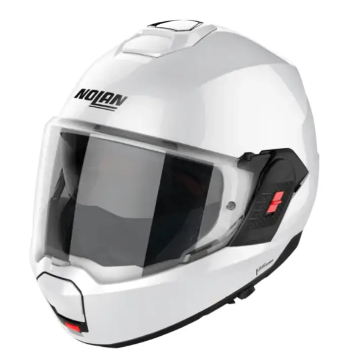 Hvit Nolan N120-1 innovativ flip-up hjelm med klar visir og svarte accenter