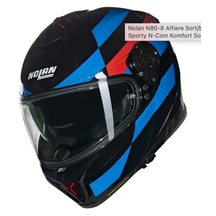 Nolan N80-8 Alfiere hjelm med svarte, blå og røde detaljer