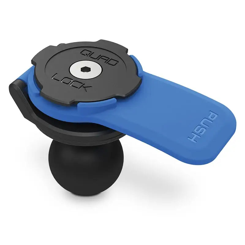 Blå og svart smarttelefonfeste med ballledd for Quad Lock 1-inch Ball Adaptor til RAM motorsykkelmontering