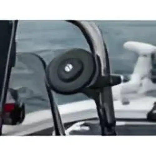 Sort marine styringshjul i svart med rund form og sentralt knopp for Quad Lock 360 Bar Clamp Base Medium