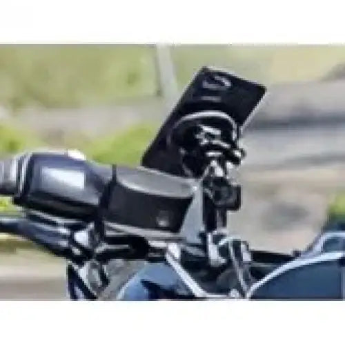 Svart motorsykkel-smarttelefonfeste med ladeport for Quad Lock 360 Bar Clamp Base Medium