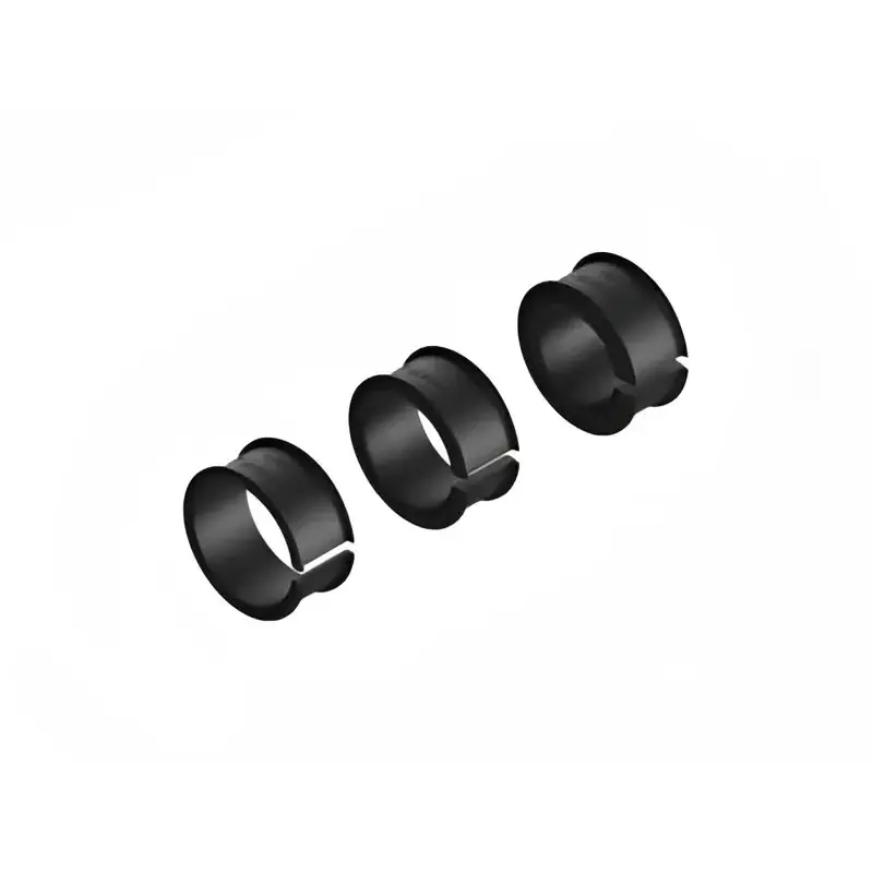 Set of three svarte plastbussinger med flens og splittdesignet for Quad Lock Bar Clamp Medium Spacers