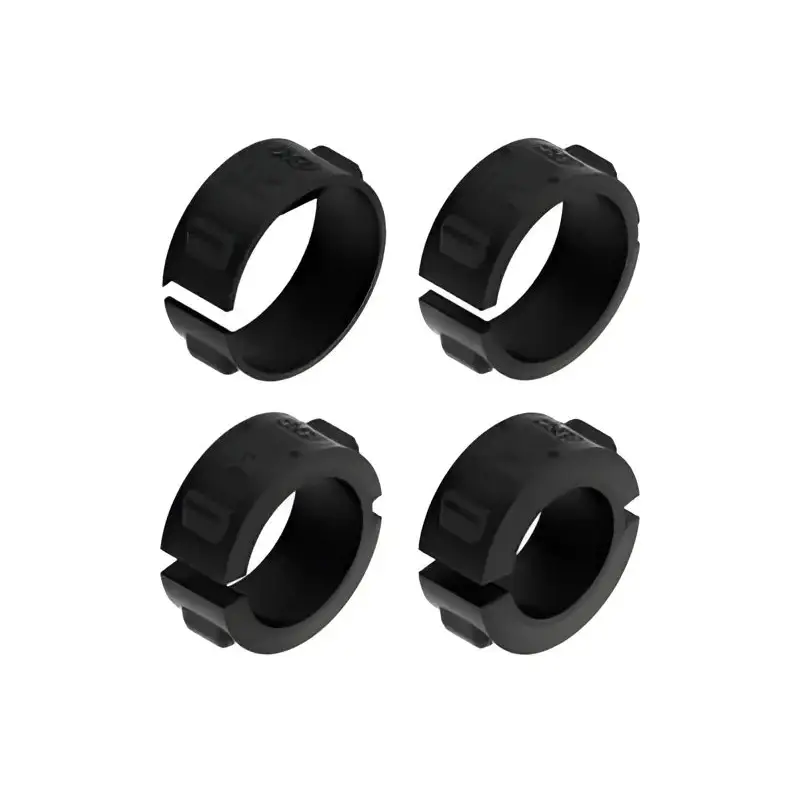 Fire svarte splittingsbeskyttelsesrør for ledninger på Quad Lock Handlebar Mount Pro Clamp