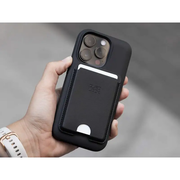 Svart smarttelefondeksel med kortholder til Quad Lock MAG Wallet/Lommebok