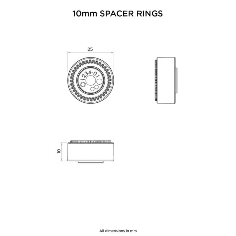 Quad Lock Spacer Rings viser en 10mm spacer ring med 25mm diameter