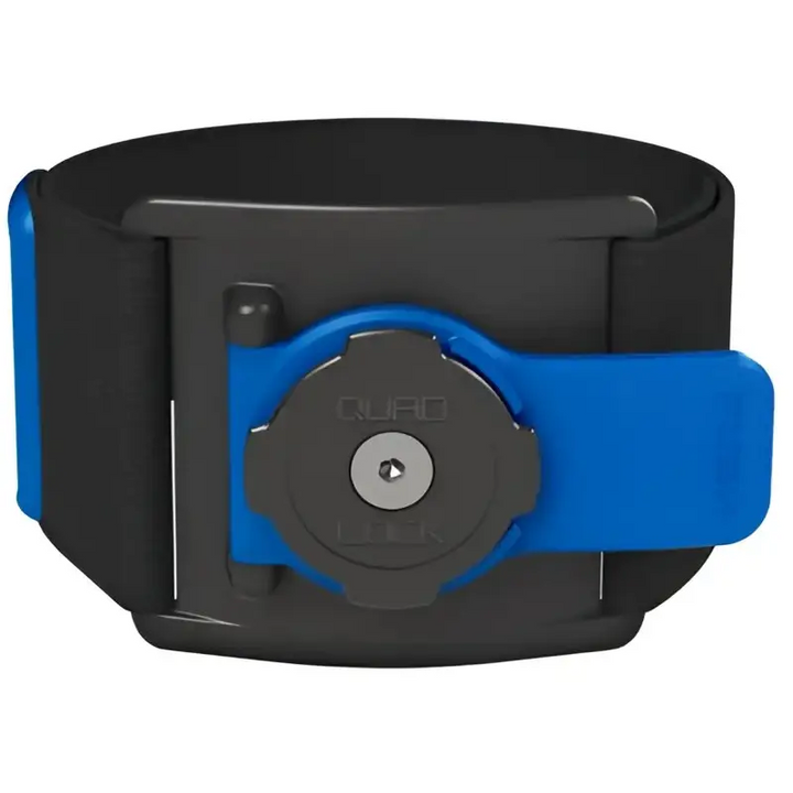 Svart armbånd med blå og grå telefonholder for Quad Lock Sports Armband