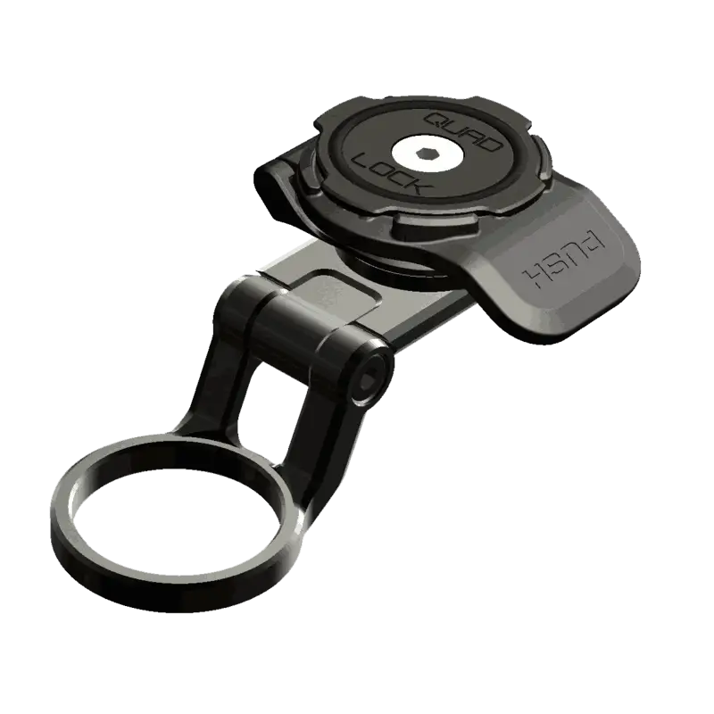 Svart sykkeltelefonholder med roterende hode og rasklås for Quad Lock Stem Cap Mount