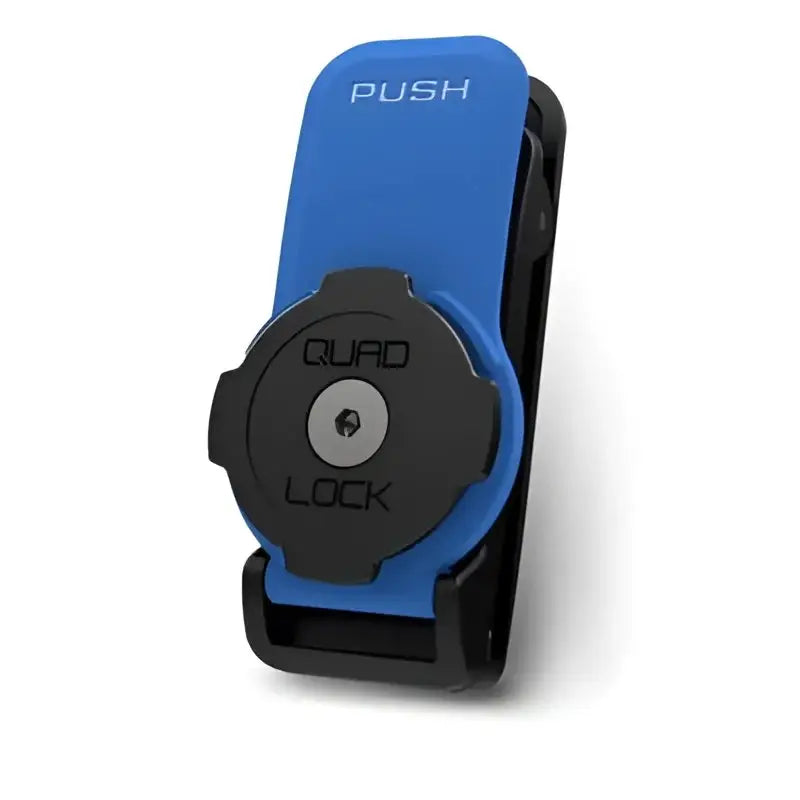 Blå og svart telefonfeste eller belteklips for Quad Lock Utility Belt Clip