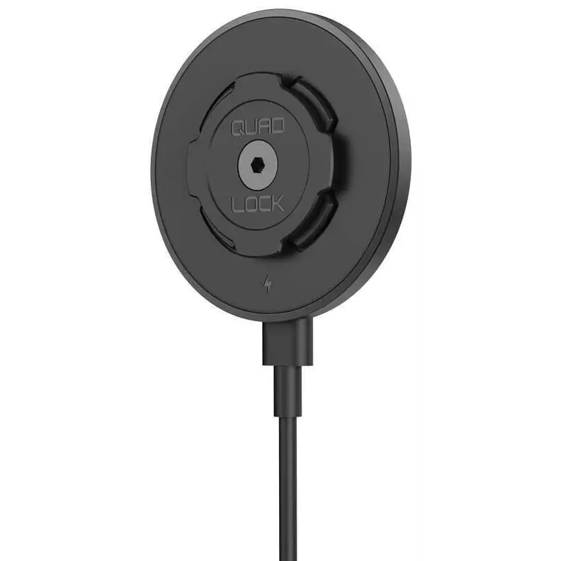 Svart sirkulær Quad Lock trådløs ladepute med integrert kabel for Quad Lock Wireless Charging Head