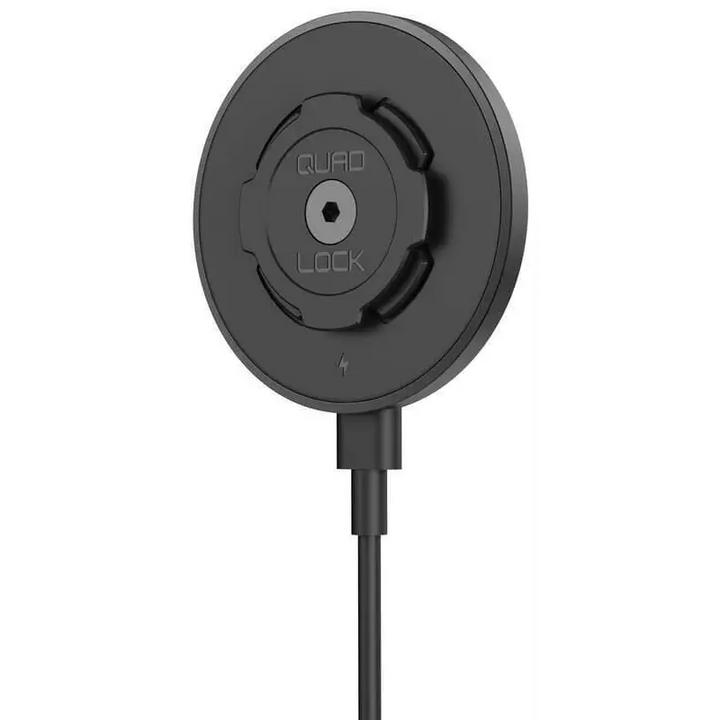 Svart sirkulær Quad Lock trådløs ladepute med integrert kabel for Quad Lock Wireless Charging Head