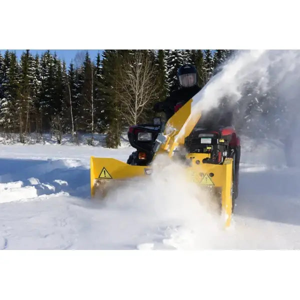 Gul snøfreser RAMMY SNØFRESER 120 ATV PRO fjerner snø med kraftig hvit spray