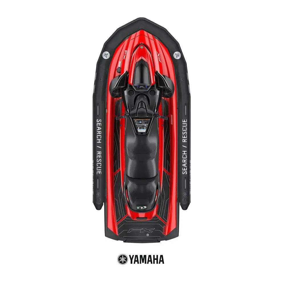 Rød og svart yamaha fx jet ski med pro collar plus for kommersiell search rescue bruk