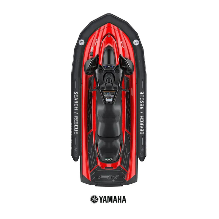 Rød og svart yamaha fx jet ski med pro collar plus for kommersiell search rescue bruk