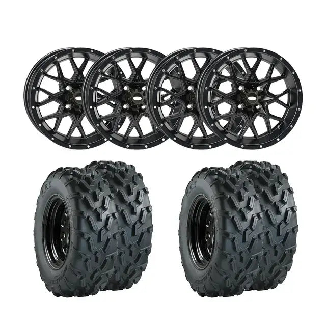 Svarte mattere legeringshjul med multi-spoke design og 6-lugs godkjent for Can-Am 4x4