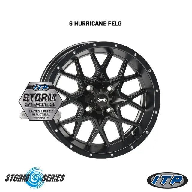 Svart Wanda VS3020 Storm Series 6 orkan felg med blank finish og intrikat eikedesign i Hjulpakke 57 for Can-Am 6x6