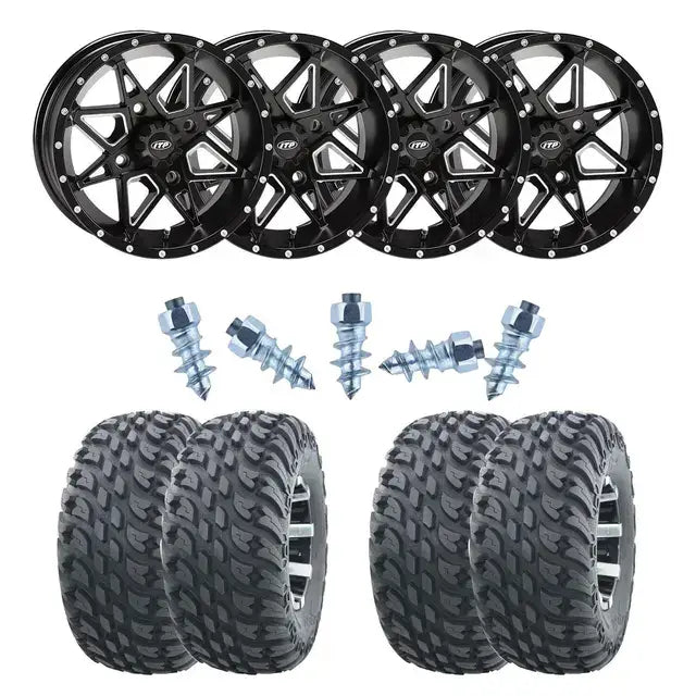 Svarte Wanda VS3020 Storm-felger med sølv detaljer for Can-Am 6x6 Pigghjulpakke 71