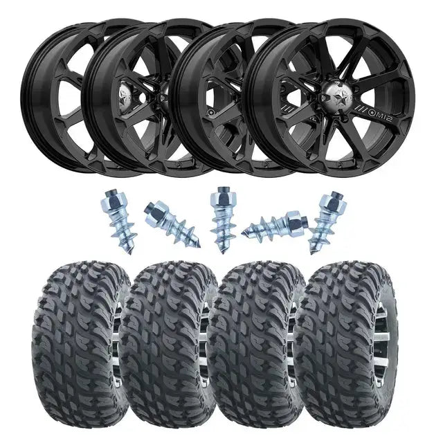 Svarte matte Wanda VS3020 Storm-felger med fem eiker og sølv senterhetter på Can-Am 4x4