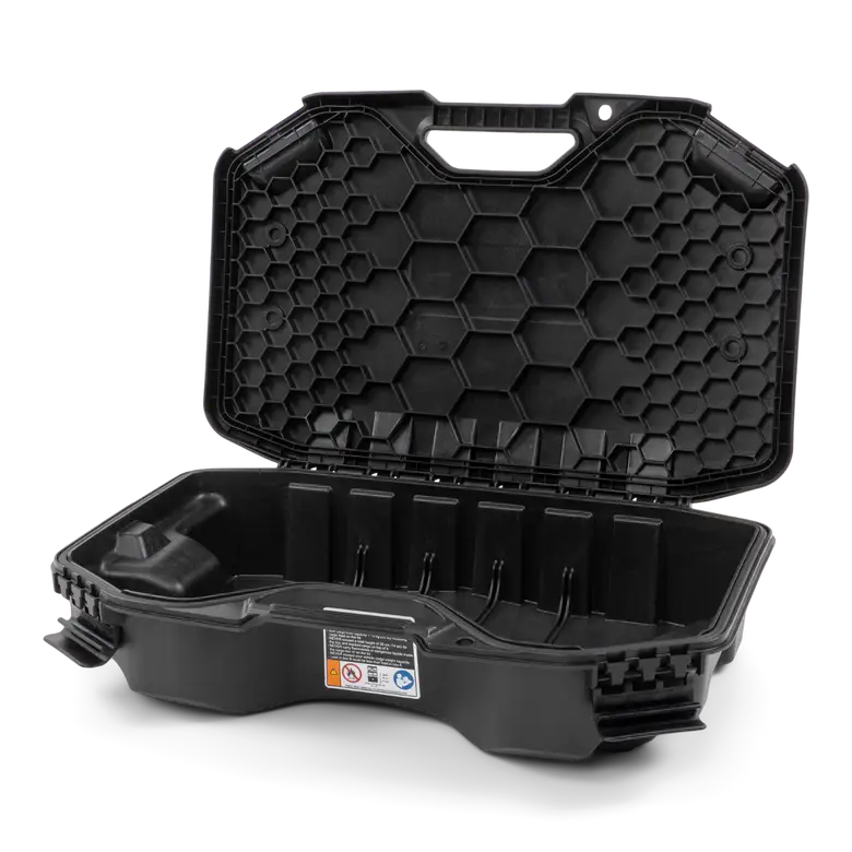 Svart pelikan hardcase med honeycomb-mønster og håndtak i LinQ Modulboks 10L