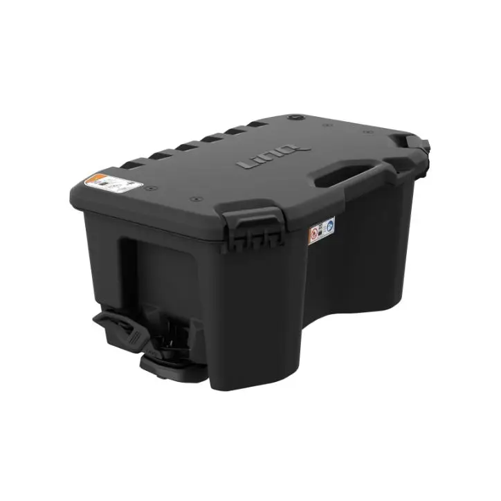 Svart plastboks 20L LinQ Modulboks med lokk, håndtak og lifera-merke