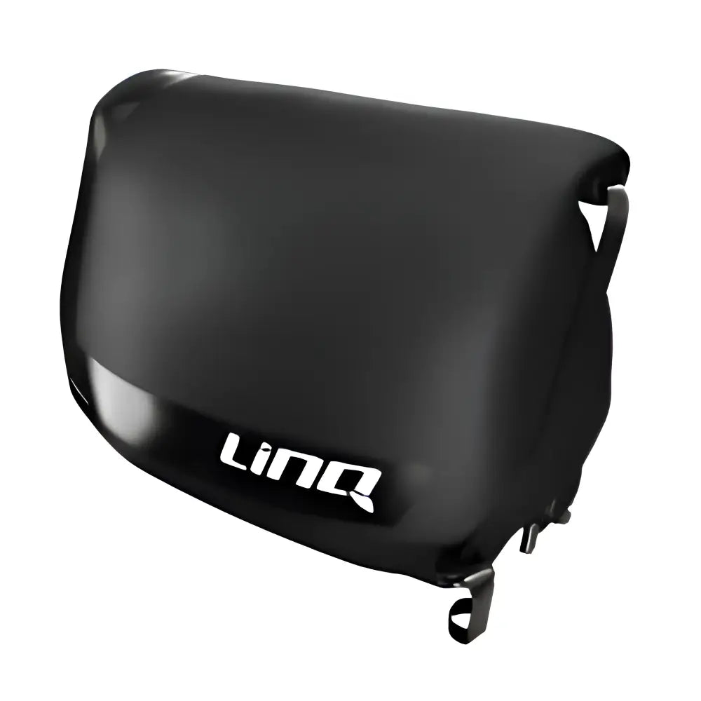 Svart vanntett LinQ messenger bag 40L med LinQ-logo