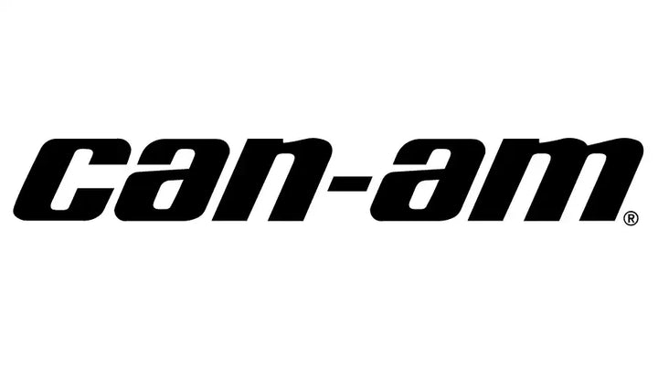 Svart Can-Am-logo med stilisert tekst og et registrert varemerkesymbol.