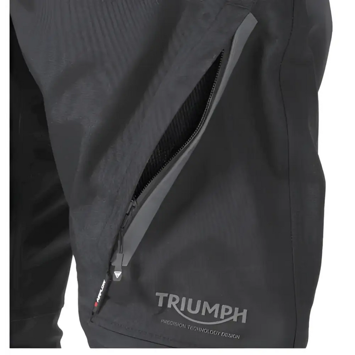 Sort tekstil motorsykkelbukser med glidelåslomme for Triumph Alder 2 GTX Pro Pants