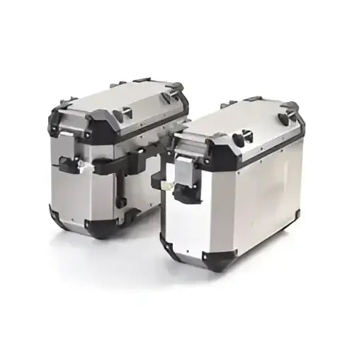 To aluminium motorsykkel sidevesker med svart trim og låser for Triumph Expedition Vesker 37L Tiger 1200 Sølv