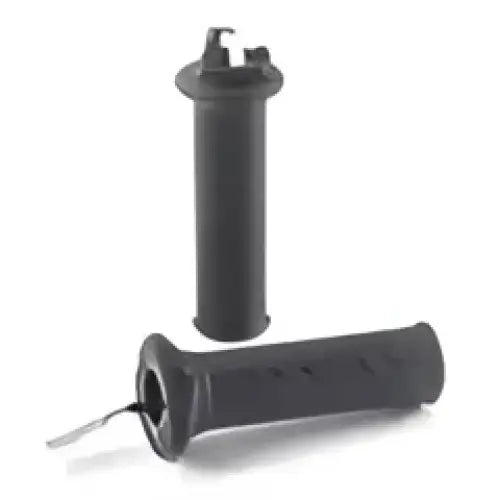 Sort motorsykkel med svarte oppvarmede håndgrep og gassrør for Triumph Daytona 660 Trident 660