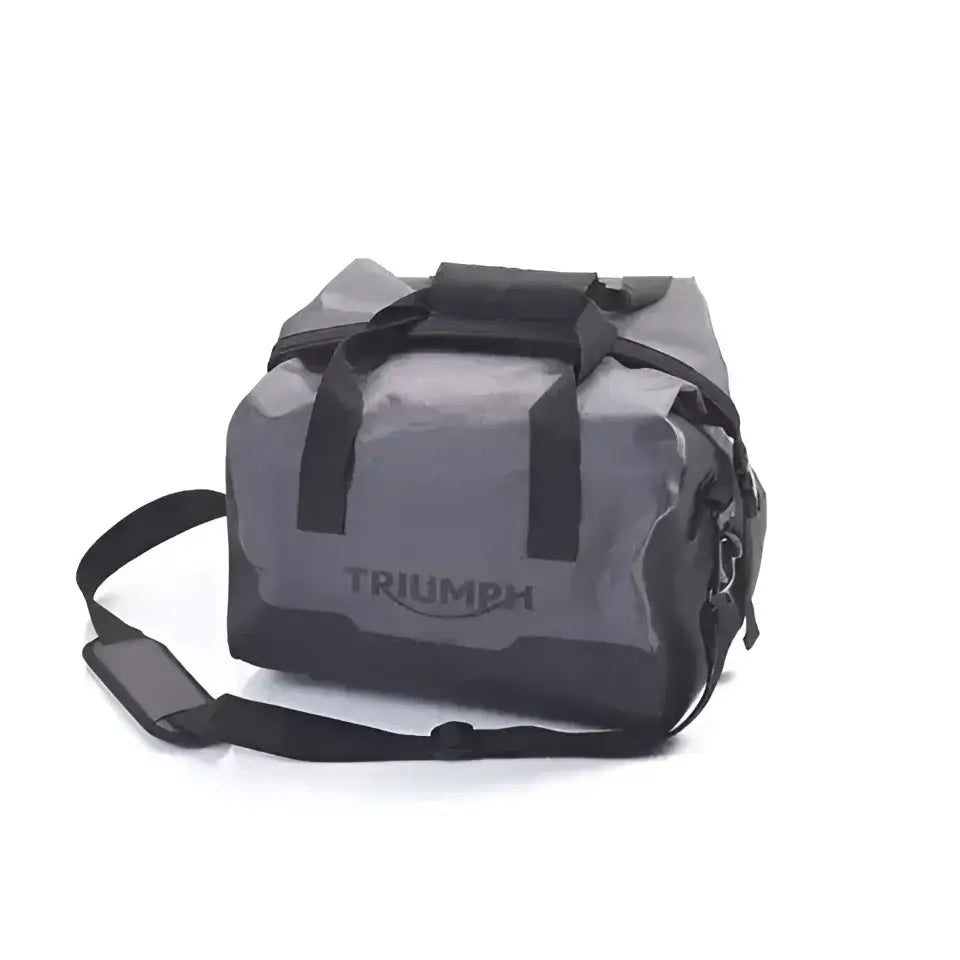 Gray og svart vanntett duffelbag med håndtak og skulderrem for Tiger 1200