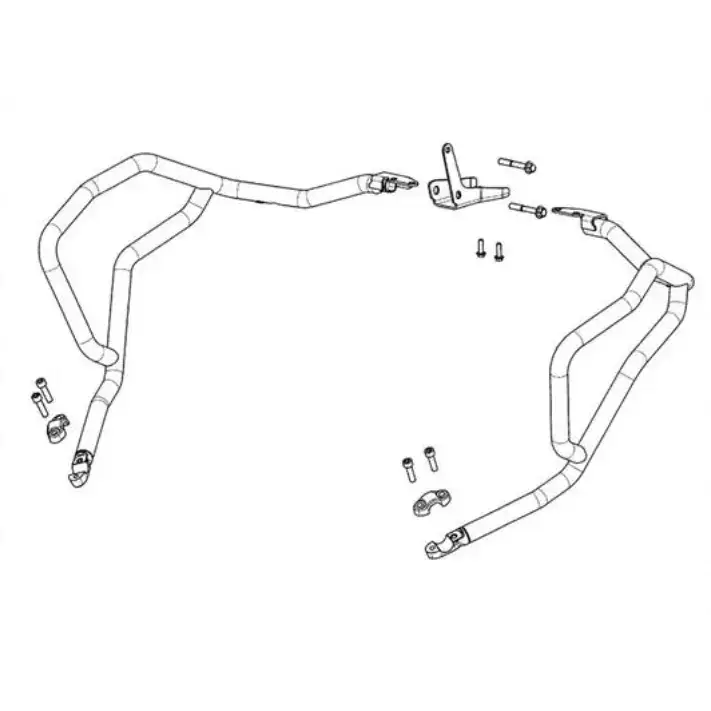Eksplodert visning av Triumph Øvre Veltebøyle motorsykkelbeskyttelsesmontering