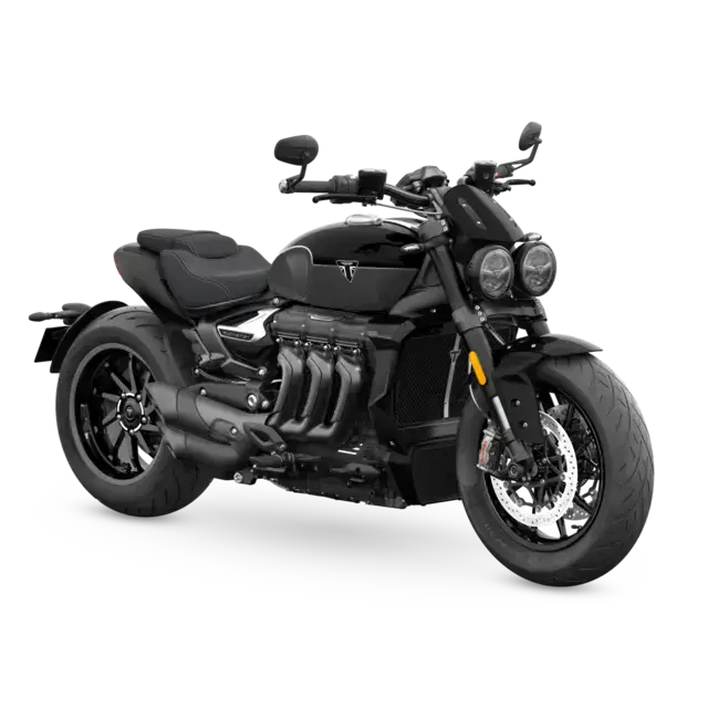 Svart Triumph Rocket 3 R Storm 2026 med muskuløs design, krom og premium følelse