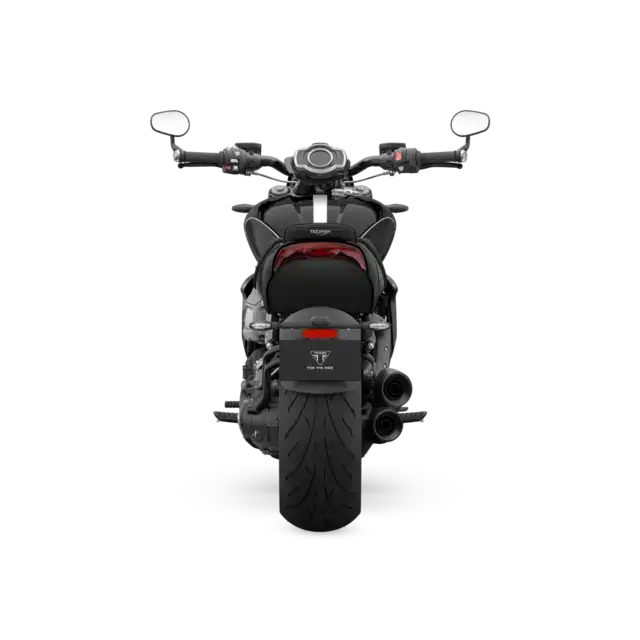 Svart Triumph Rocket 3 R Storm 2026 med muskuløs design, krom og tre-sylindret rekkemotor