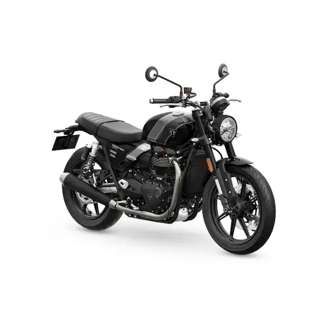 Svart Triumph Speed Twin 900 2026 Phantom Black motorsykkel med retro design