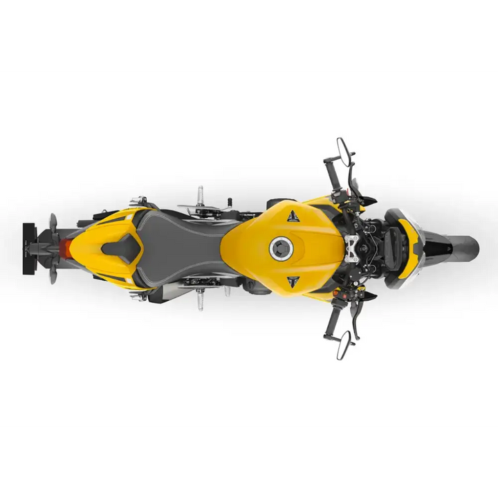 Gul og svart Triumph Street Triple RS 2026 med sporty design og optimalisert cornering ABS