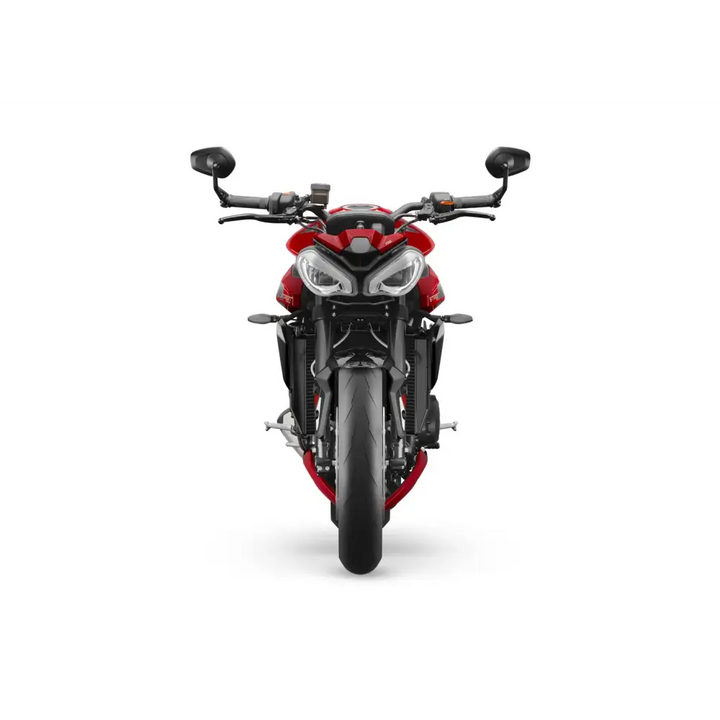 Rød Ducati motorsykkel med sorte aksenter og aggressivt design, optimalisert cornering ABS