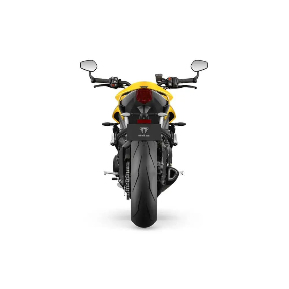 Gul Triumph Street Triple RS 2026 med sorte accenter og sporty design